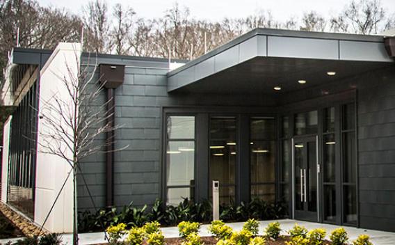 Modern exterior of the Library Service Center