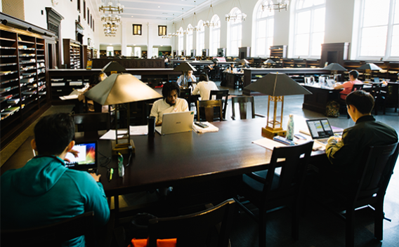 Students at a table in the Matheson Reading Room