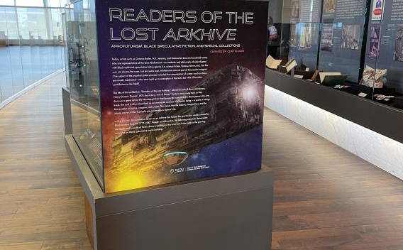 Exhibit case about afrofuturism