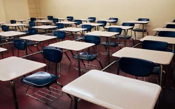 Desks in a classroom