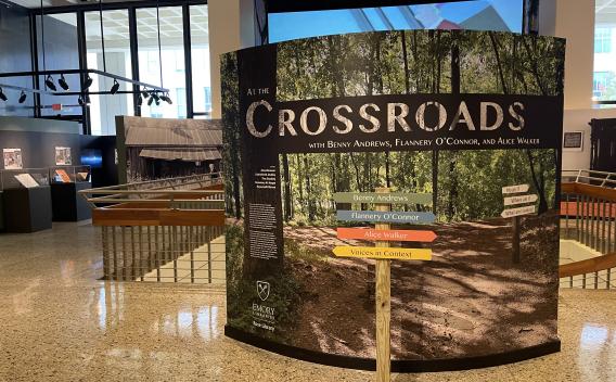 Crossroads exhibit directional signage and main display in the Schatten Gallery