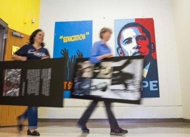 Installation process image at MLK Middle School in Atlanta, GA